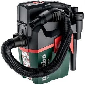 Metabo AS 18 L PC Compact Akku-Sauger - Tragbarer Nass- und Trockensauger mit PressClean-Funktion und flexiblem Stretch-Saugschlauch