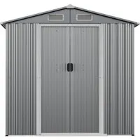 COSTWAY Gerätehaus 196x142 cm mit Schiebetüren – Grau