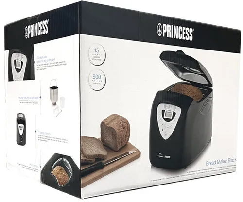 Princess Brotbackautomat 152009 - Brotbackautomat in Weiß/Blau mit 15 Backprogrammen, ideal für frisches Brot zu Hause und mit 600W leistungsstark.