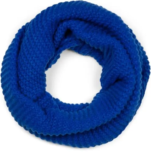 styleBREAKER Unisex Strick Loop Schal - Royalblau - Warmer einfarbiger Strick Loop Schal mit edlem Wellenmuster, ideal für kalte Temperaturen. Angenehmer Tragekomfort und vielseitig kombinierbar. Größe: ca. 72 x 30 cm.