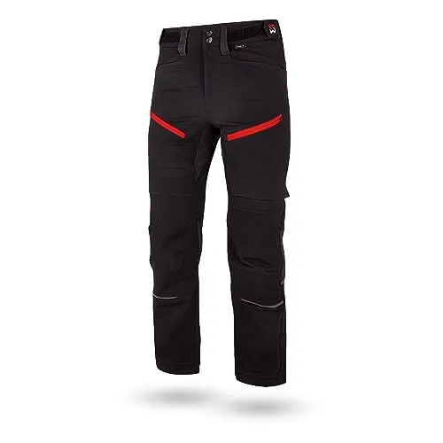 WÜRTH MODYF Bundhose Performance - professionelle Arbeitshose für Herren - Bundhose mit Reflektoren - in der Größe 54 in Schwarz Rot