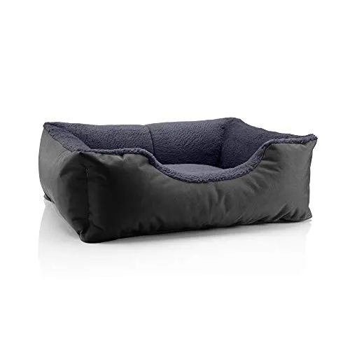 BedDog Hundebett Teddy - Ergonomisches Hundesofa aus Cordura und Microfaser-Velours, Größe M, schwarz-grau - Erleben Sie hohen Komfort mit dem BedDog Hundebett Teddy! Robustes Design für drinnen und draußen, leicht zu reinigen und mit abnehmbarem Bezug. Ideal für entspannte Stunden und gemütliches Einkuscheln.
