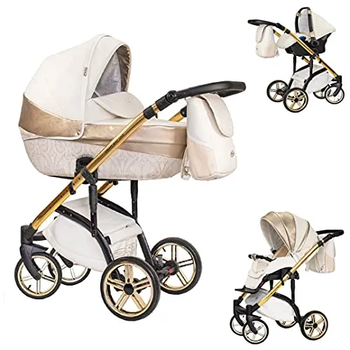 Kinderwagen-Set 4 in 1 Vip Lux inkl. Sportsitz und Autositz - 12 Teile - in 18 Farben