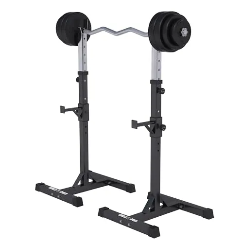 GORILLA SPORTS Langhantelständer mit Hantelset 35kg - Robuster Langhantelständer mit verstellbaren Ablagen, ideal für effektives Krafttraining bis 500kg. Inklusive Hantelset für den sofortigen Start!