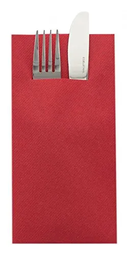 Sovie HORECA Besteckserviette in ROT aus Linclass Airlaid, 40 x 40cm, 1/8 Falz, 75 Stück, Hochwertig Einwegserviette, Ideal für Weihnachtsfeiern, Gastronomie & Events