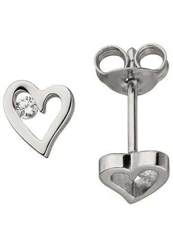 JOBO Paar Ohrstecker Herz, 925 Silber mit Zirkonia von JOBO