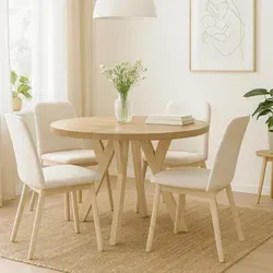 Runder Ausziehbarer Tisch für Esszimmer, PERO, Loft-Stil, Skandinavische, Durchmesser: 90 / 190 cm, Farbe: Eiche Sonoma - Beige