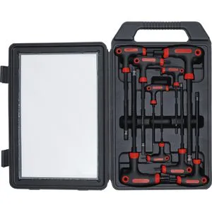 BGS-technic Schraubendreher Set Diy 7882, 9-teilig mit T-Griff - 9-teiliges Schraubendreher-Set mit ergonomischem T-Griff für maximalen Drehmoment. Ideal für Innensechskant und perfekt organisiert in praktischer Arbeitskassette.