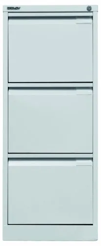 BISLEY Hängeregistraturschrank lichtgrau mit 3 Schubladen - Hängeregistraturschrank aus Stahl, ideal für die sichere Aufbewahrung von A4-Dokumenten mit 3 Schubladen und Auszugssperre für mehr Sicherheit im Büro.