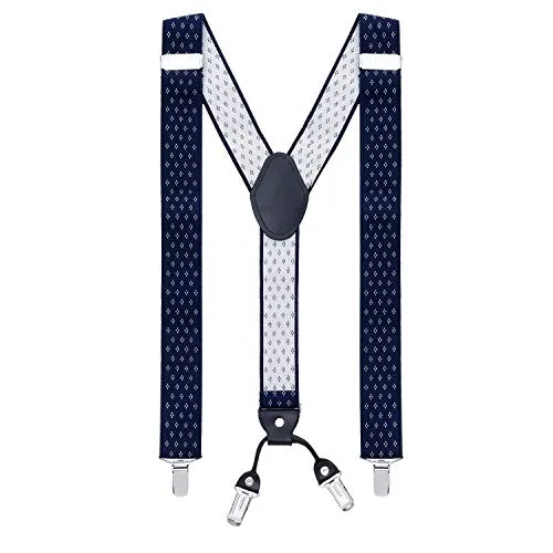 MASADA Hosenträger für Herren mit robusten Clips stufenlos verstellbar 3,5 cm breit und bis zu 195 cm Körpergröße Dunkelblau-weiß