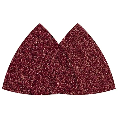 wolfcraft Haft-Schleifblätter-Set für Holz und Metall 5tlg. I 5885000 I Korn 40 & 60, Korund, 95mm - dreieckig mit Klett-Haftsystem - hohe Standzeit