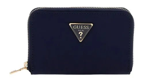 Guess Geldbörse SLG Small Zip Around Wallet - Elegante Geldbörse in Navy, aus 100% recyceltem Polyester, mit 6 Kartenfächern und 2 Geldscheinfächern – ideal für stilbewusste Menschen.