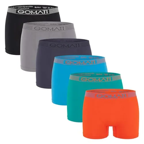 Gomati Herren Seamless Pants (6er Pack) - Nahtlose Boxershorts aus Mikrofaser - 6er Pack Herren Boxershorts aus komfortabler Mikrofaser ohne störende Nähte. Der weiche Bund sorgt für optimalen Sitz und angenehmes Tragegefühl. Ideal für den täglichen Gebrauch, bietet diese Unterwäsche höchsten Komfort.