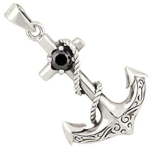 AFP Anhänger Anker 925 Sterling Silber mit gefassten Zirkonia AS-549