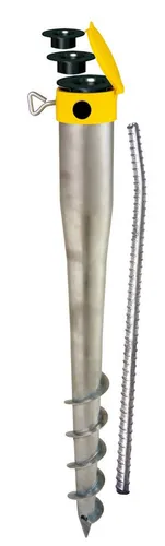 Krinner Einschlagbodenhülse Bodendübel Kompakt Allround 55 cm - Robuste verzinkte Bodenhülse in Silber, ideal für stabile Befestigungen im Garten oder beim Aufstellen von Zelten.
