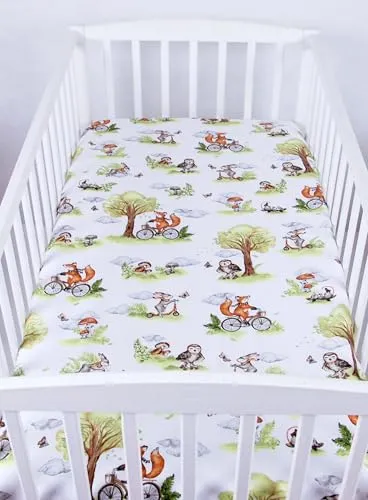 BABYLUX Baby Spannbettlaken für Kinderbett - 100% Baumwolle,60x120 / 70x140 cm weich und bequem, passend für alle Standardmatratzen, (132. Fuchs, 60x120cm)