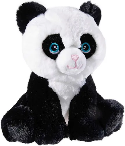 HEUNEC 313064 Plüschtier - Panda Bär, schwarz-weiß, sitzend mit gestickten Augen und umweltfreundlichem GRS PET