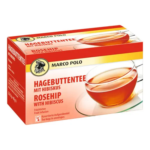 Marco Polo Hagebutte mit Hibiskus Tee Früchtetee fruchtig süß 40g
