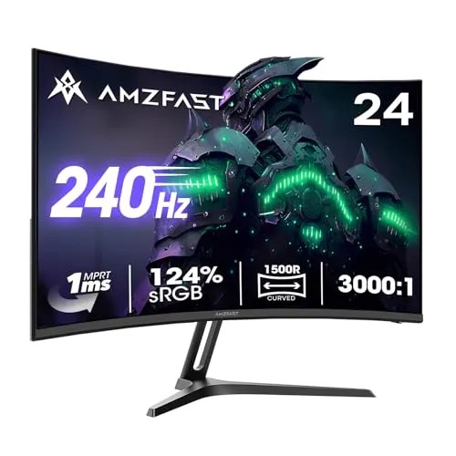 Amzfast 24 Zoll Curved Gaming Monitor 240Hz FHD