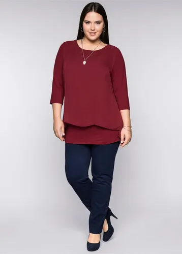 Sheego T-Shirt Blusenshirt in Rubinrot 48/50 von sheego