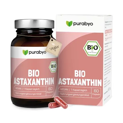 BIO Astaxanthin vegan 4 mg - Hochdosiert im Glas - Antioxidant Astaxanthin, 100% bio aus Haematococcus Pluvialis, mit höchster antioxidativer Kraft. Nachhaltige Produktion in Tschechien, in umweltfreundlichem Braunglas abgefüllt.