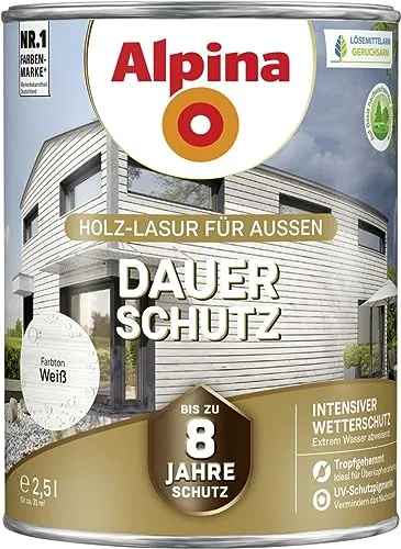 Alpina Dauerschutz Lasur weiss 2,5 Liter