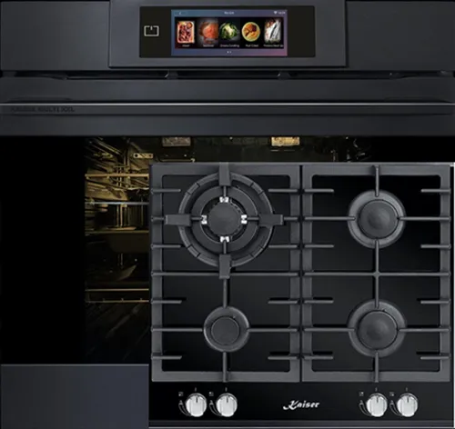 Kaiser Küchengeräte Backofen-Set Herd Set Autark Einbaubackofen XXL Multi 29, Multifunktions-Elektro-Backofen mit Pyrolyse und Dampfreinigung, 60 cm+Gas-Kochfeld 60cm 4 Brenner WOK 3,8 kW WO EH 6347+KCG 6380, mit 1-fach-Teleskopauszug