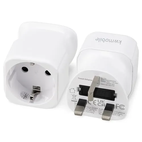 kwmobile Reiseadapter UK - Stromadapter für England - Schuko Stecker - Steckdosenadapter- Reisestecker - England Steckdose - Reisestecker - 2 Stück - Weiß