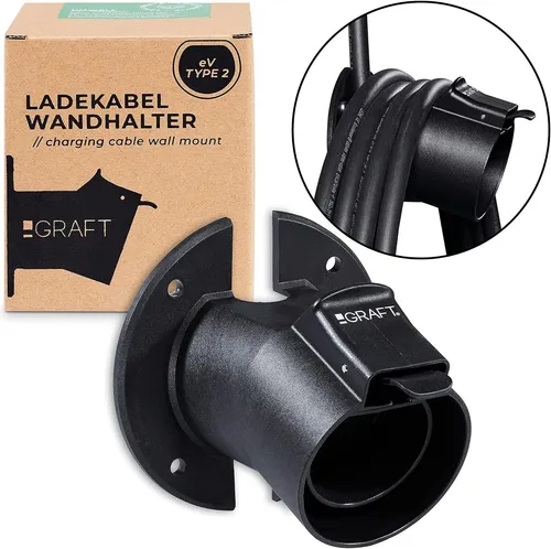 GRAFT Ladekabel Typ 2 Wandhalterung | Wandhalter für Elektroauto mit IEC 62196-2