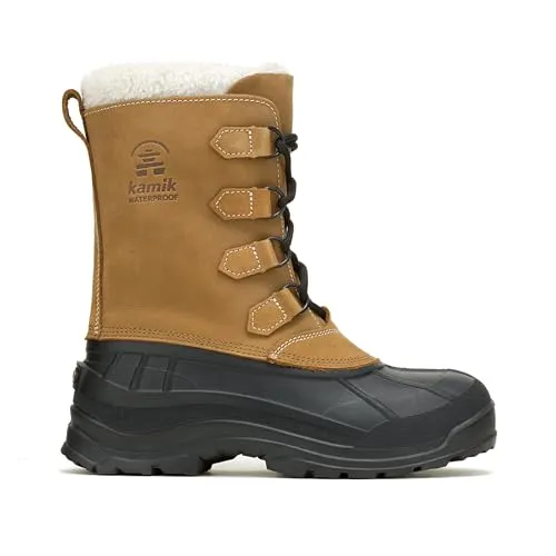 Kamik Alborg Herren Schneestiefel - Beige (TAN-OCRE TAN), 47 EU (13 UK) - Herren-Stiefel, wasserdicht mit versiegelten Nähten, echtes Leder und Wildleder für optimalen Schutz und tiefes Profil für beste Traktion auf Schnee.