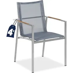 Casaria Gartenstuhl Monza (4 St), Stapelbar und Wetterfest - Gartenstühle für drinnen und draußen, 4er Set aus robustem Teak Holz und Edelstahl, stapelbar und ideal für jedes Wetter.