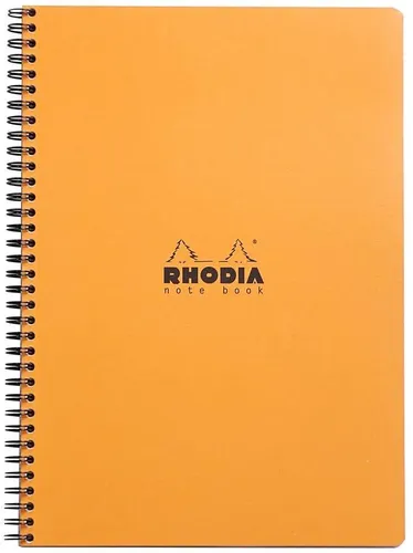 Rhodia 193108C Notizbuch Spiralbindung liniert mit Rand, 22,5 x 29,7cm A4 orange
