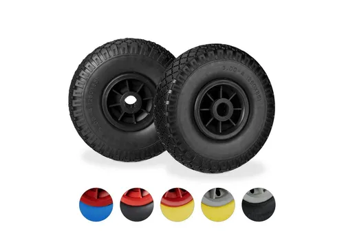 relaxdays Sackkarren-Rad 2er Set - Kunststofffelge in Schwarz, robust und ideal für vielseitige Transportaufgaben