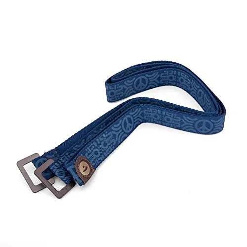 Bodhi Yogamatten-Tragegurt | Schultergurt für alle Yogamatten | Länge 165 cm | Einstellbare Schlaufe | Leicht, Robust & Schmutzabweisend | Maschinenwaschbar (PEACE, blau)
