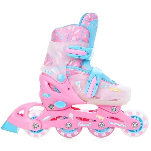 RAVEN Inline Skates Inliner für Kinder Mädchen verstellbar (Caramell, 34-37 (21,5cm-24cm))