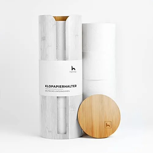 Hennez Toilettenpapier-Halter Maria - Stilvoller Bambus Halter für 4 Rollen - Toilettenpapierhalter aus robustem Bambus, umweltfreundlich und mit Platz für 4 Ersatzrollen – ideal für ein ordentliches und stylisches Badezimmer.
