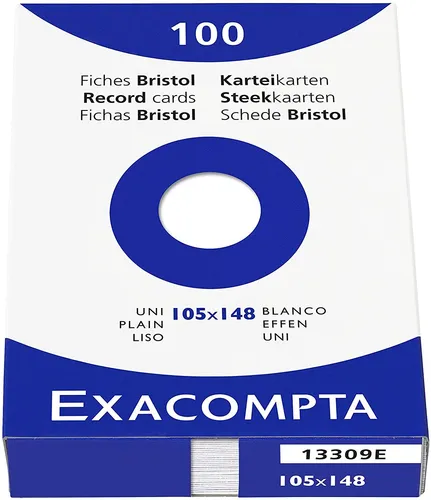 EXACOMPTA Karteikarten DIN A6 blanko weiß 100 Karteikarten