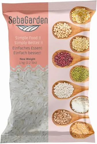 Basmatireis – Premium-Langkornreis, 1-kg-Packung | Natürlich aromatisch & locker | Ideal für Biryani, Pilaw und andere Gerichte | Ohne Gentechnik, vegan | Nicht wiederverschließbare Verpackung