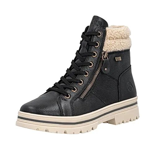 Remonte Damen D2U74 Schnürstiefel, schwarz 03, 43 EU - Wanderschuhe mit komfortabler Weite, aus echtem Leder und wasserabweisender TEX-Membran für optimalen Schutz bei jedem Wetter.
