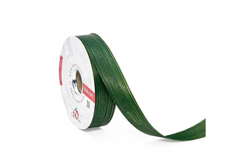 Star Dekoband, Geschenkband in Blätteroptik gestreift 19mm x 100m Rolle Blattgrün