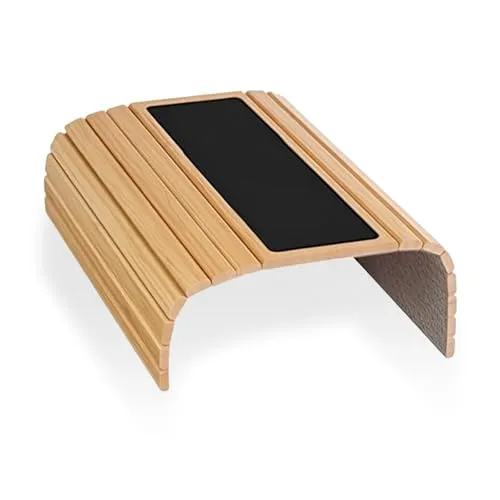 QKNOSM Sofatablett Armlehnenablage, 43x34 cm Sofa Armlehne Ablage Bambus Sofatablett Flexibel Rutschfestes Sofa Armlehnentablett für Sofa Snacks Getränke