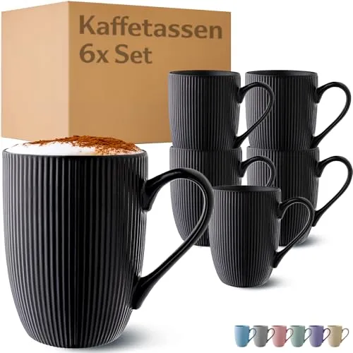 Cosumy Kaffeetassen 6er Set Schwarz Matt von Cosumy