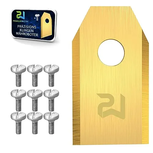 Power Werk® - Ersatzmesser für Mähroboter - Kompatibel mit Husqvarna/Gardena/Yard Force mit Schrauben - Universal Ersatzklingen - Rasenroboter Messer Messerset - 9 Stück