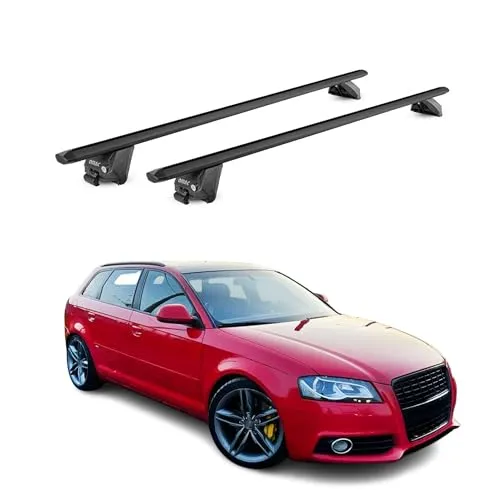 OMAC Dachträger Gepäckträger für Audi A3 Sportback 8P 8V 2004-2020 - Dachgepäckträger aus hochwertigem Aluminium, leicht, abnehmbar und wasserbeständig. Ideal für Fahrräder, Skier und Gepäck, mit aerodynamischem Design für geringe Geräuschentwicklung.