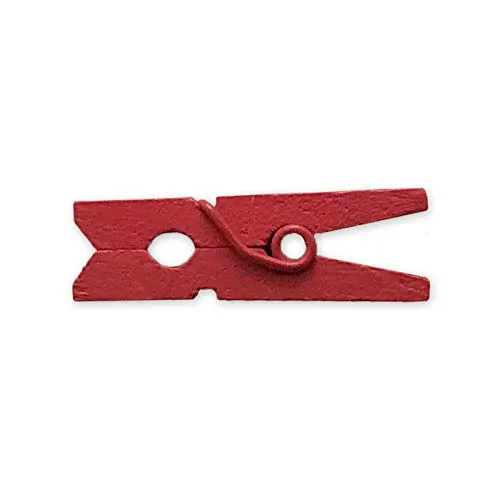 LWR CRAFTS Mini-Wäscheklammern aus Holz 15 Farben 100 Stück pro Packung 1″ 2,5 cm (Rot)
