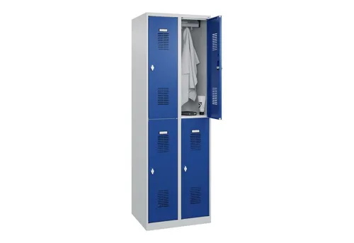 C+P Doppelstöckiger Spind Basis PLUS 4 Fächer 1850x600x500mm - Spinde & Stahlschränke, robuster Doppelstöckiger Spind mit 4 Fächern für optimale Aufbewahrung und Platzersparnis in jedem Raum.