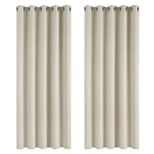 Deconovo Blickdichte Gardinen Kälteschutzvorhang 2er Set in beige von Deconovo