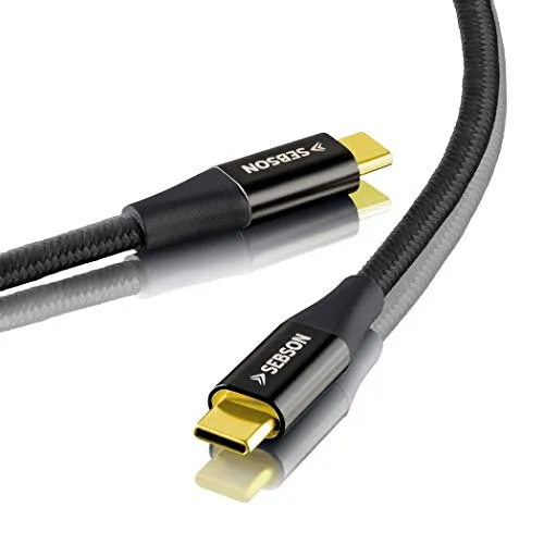 SEBSON USB C Kabel 0,5m auf USB C, Ladekabel/Datenkabel 3.1 Gen2 schwarz, Schnellladekabel 10Gbit/s kompatibel mit Samsung, Huawei, MacBook