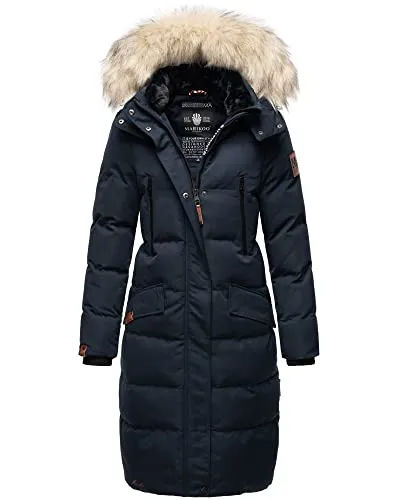 MARIKOO Damen Winter Jacke Stepp Parka Mantel - Warm gefüttert mit Kunstpelz - Funktionsjacken, warm gefüttert, ideal für kalte Tage mit abnehmbarer Kapuze und hohem Tragekomfort.