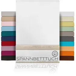 Beautex Spannbettlaken Spannbetttuch Bettlaken aus gekämmter Baumwolle Premium Jersey 160g/m2, Jersey, Gummizug: rundum, (1 Stück) weiß 100 cm x 200 cm